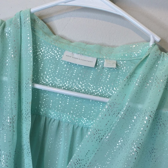 New York & Co Sky Blue Shimmer Blouse - Picture 7 of 10
